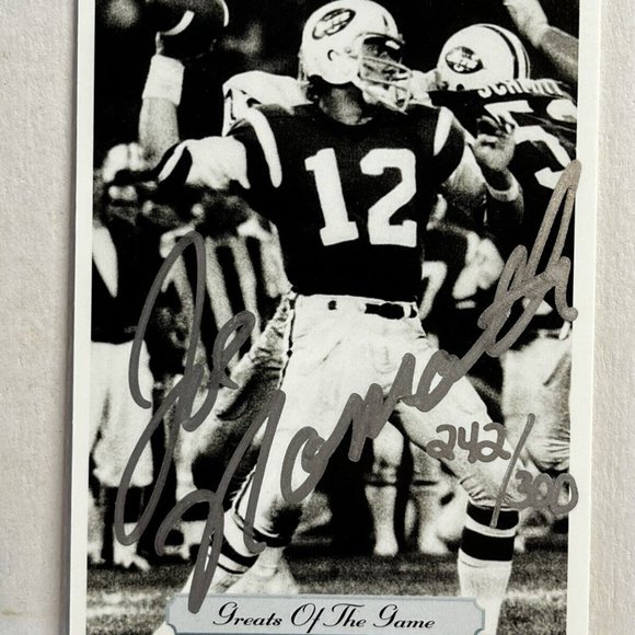 1992 Joe Namath 242/300 Greats Of The Game  Signed AUTOGRAPH Auto Football Card! - Picture 1 of 2